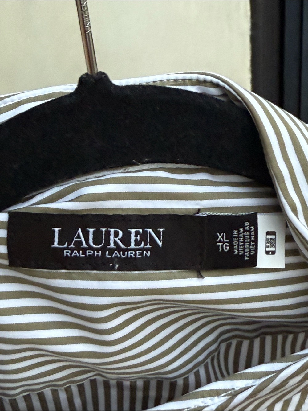 POLO RALPH LAUREN Grayish Green Relaxed Striped Broadcloth Shirt  Size XS, L, XL - Picture 5 of 10